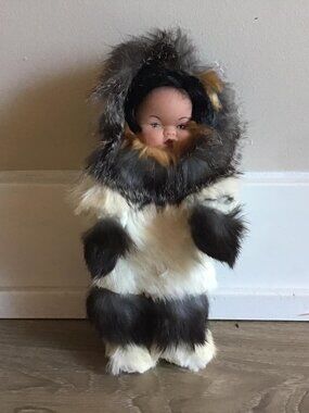 Vintage Doll Fur Outfit Adorable Small Cute Doll